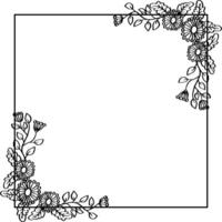 Square Frame With Black And White Beautiful Flower vector