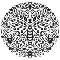 Dragonfly with floral pattern. vector