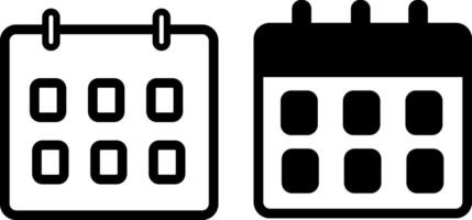 White line set of calendar icons vector