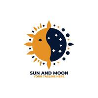Minimal Sun and Moon Icon Design vector