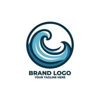 Flat Logo Featuring Waves in a Circle vector