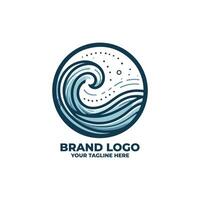 Abstract Ocean Wave Circle Icon vector