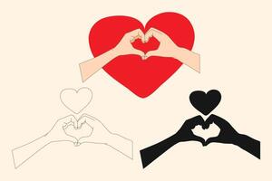 two hands with heart shape , love shape hand, heart shape hand make for romantic design vector