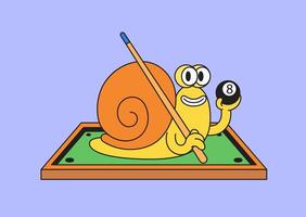 Snail playing pool billiard vector