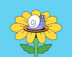 Snail sitting or relaxing on a flower vector