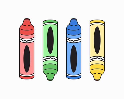 Colorful crayons in a row