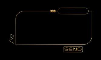Elegant futuristic blank gold banner design with title and send button on isolated black background vector