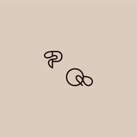 wedding typography monogram luxurious organic style and elegant concept PQ dynamic line initial letter vector