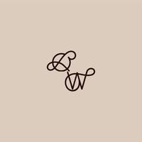 wedding typography monogram luxurious organic style and elegant concept QW dynamic line initial letter vector