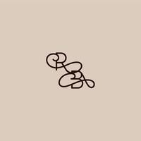 wedding typography monogram luxurious organic style and elegant concept RB dynamic line initial letter vector