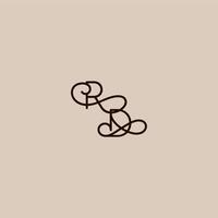 wedding typography monogram luxurious organic style and elegant concept RD dynamic line initial letter vector