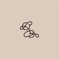 wedding typography monogram luxurious organic style and elegant concept QB dynamic line initial letter vector