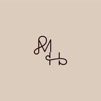 wedding typography monogram luxurious organic style and elegant concept MH dynamic line initial letter vector