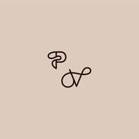 wedding typography monogram luxurious organic style and elegant concept PV dynamic line initial letter vector