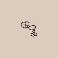 wedding typography monogram luxurious organic style and elegant concept RJ dynamic line initial letter vector
