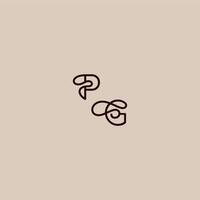 wedding typography monogram luxurious organic style and elegant concept PG dynamic line initial letter vector