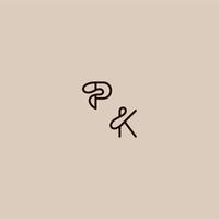 wedding typography monogram luxurious organic style and elegant concept PK dynamic line initial letter vector