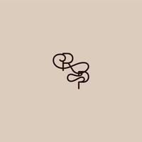 wedding typography monogram luxurious organic style and elegant concept RP dynamic line initial letter vector