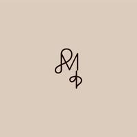 wedding typography monogram luxurious organic style and elegant concept MI dynamic line initial letter vector
