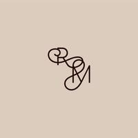 wedding typography monogram luxurious organic style and elegant concept RM dynamic line initial letter vector