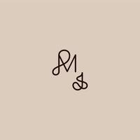 wedding typography monogram luxurious organic style and elegant concept MJ dynamic line initial letter vector