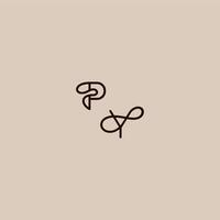 wedding typography monogram luxurious organic style and elegant concept PY dynamic line initial letter vector