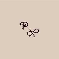 wedding typography monogram luxurious organic style and elegant concept PX dynamic line initial letter vector
