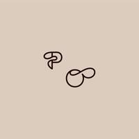 wedding typography monogram luxurious organic style and elegant concept PO dynamic line initial letter vector