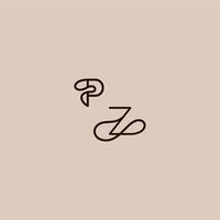 wedding typography monogram luxurious organic style and elegant concept PZ dynamic line initial letter vector