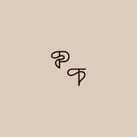 wedding typography monogram luxurious organic style and elegant concept PT dynamic line initial letter vector