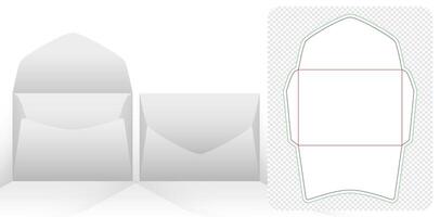 envelope packaging die cut templates design. 3d mock up wrapping envelopes for your message, packaging branding, products compartments unique designs, minimalist conceptual holder, wedding invitations vector