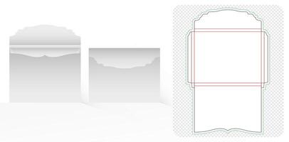 envelope packaging die cut template design with thickness isolated white backgrounds for your message, packaging branding, products compartments unique designs, minimalist conceptual holder invitation vector