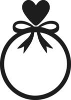 Heart and Bow Ring Silhouette Illustration vector