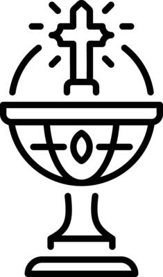 Baptismal font icon in linear style