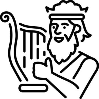 David harp icon in linear style vector