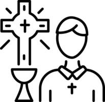Eucharistic host icon in linear style vector