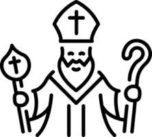 Saint nicholas icon in linear style vector