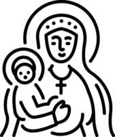 Virgin mary icon in linear style vector