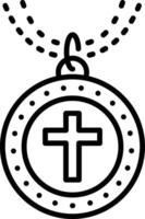 Cross locket icon in line style vector