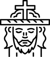 Christ face icon in linear style vector