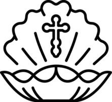 A line icon of baptismal shell vector
