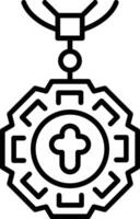 Christian locket icon in linear style vector