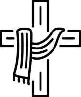 A line icon of religious draped cross vector