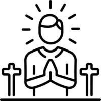Christian praying icon in linear style vector