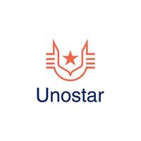 Monogram letter U with star logo design template vector