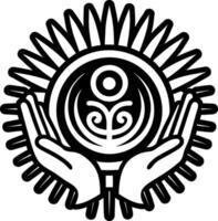 A filled style icon of healing hands symbol vector