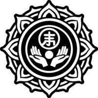A filled style icon of helping hands symbol vector
