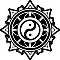 A glyph style icon of yin yang symbol vector