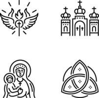 Pack of Linear Style Religious Icons vector