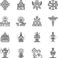 Bundle of Linear Orthodox Religion Icons vector